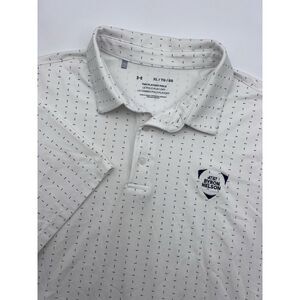 Under Armour The‎ Playoff Polo Shirt Mens Sz 2XL White All Over Print Geometric